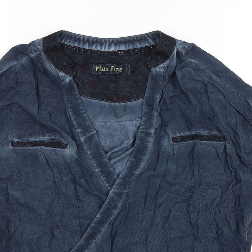 Plus Fine Womens Blue   Basic T-Shirt Size M