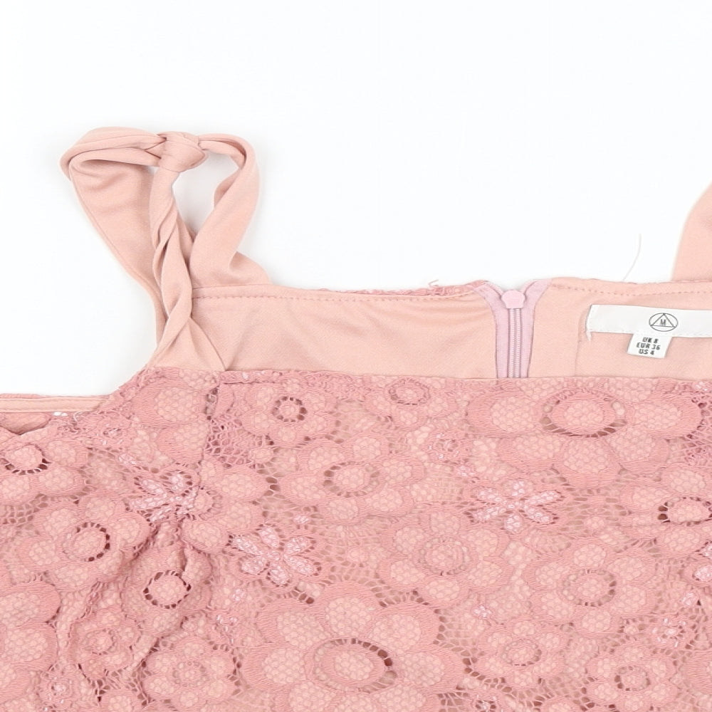 Womens UK Size 8 Missguided Pink Cropped T-Shirt