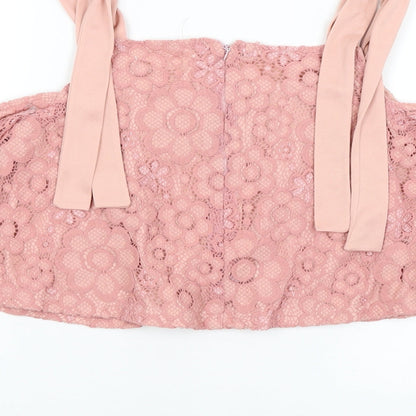 Womens UK Size 8 Missguided Pink Cropped T-Shirt