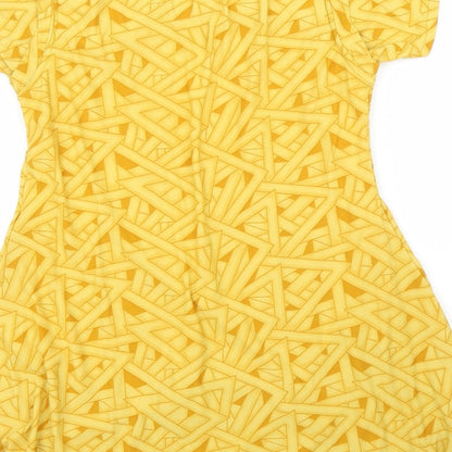 Preworn Girls Yellow Geometric  Tunic T-Shirt Size L