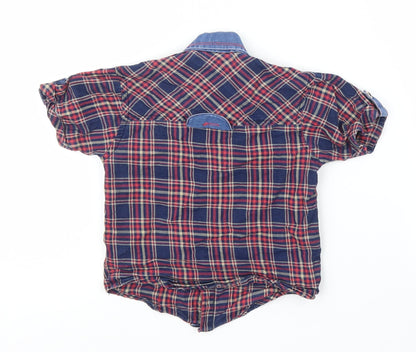 Star Kids Boys Black Plaid  Basic Button-Up Size 9-12 Months
