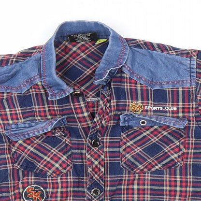 Star Kids Boys Black Plaid  Basic Button-Up Size 9-12 Months