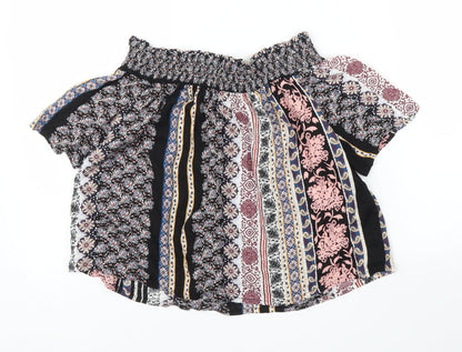 Womens UK Size 10 Topshop Black Cropped Blouse