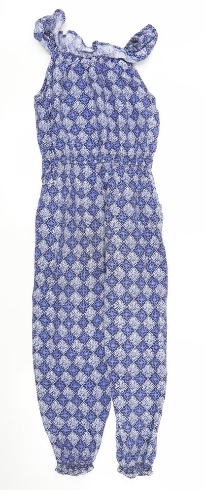 Monsoon Girls Blue Argyle/Diamond  Jumpsuit One-Piece Size 8 Years