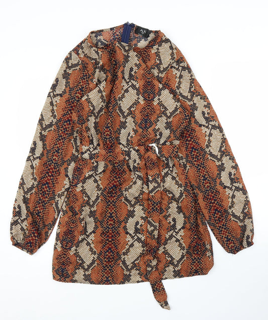 AX Paris Womens Brown Animal Print  A-Line  Size 8  - Snake print