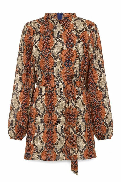 AX Paris Womens Brown Animal Print  A-Line  Size 8  - Snake print