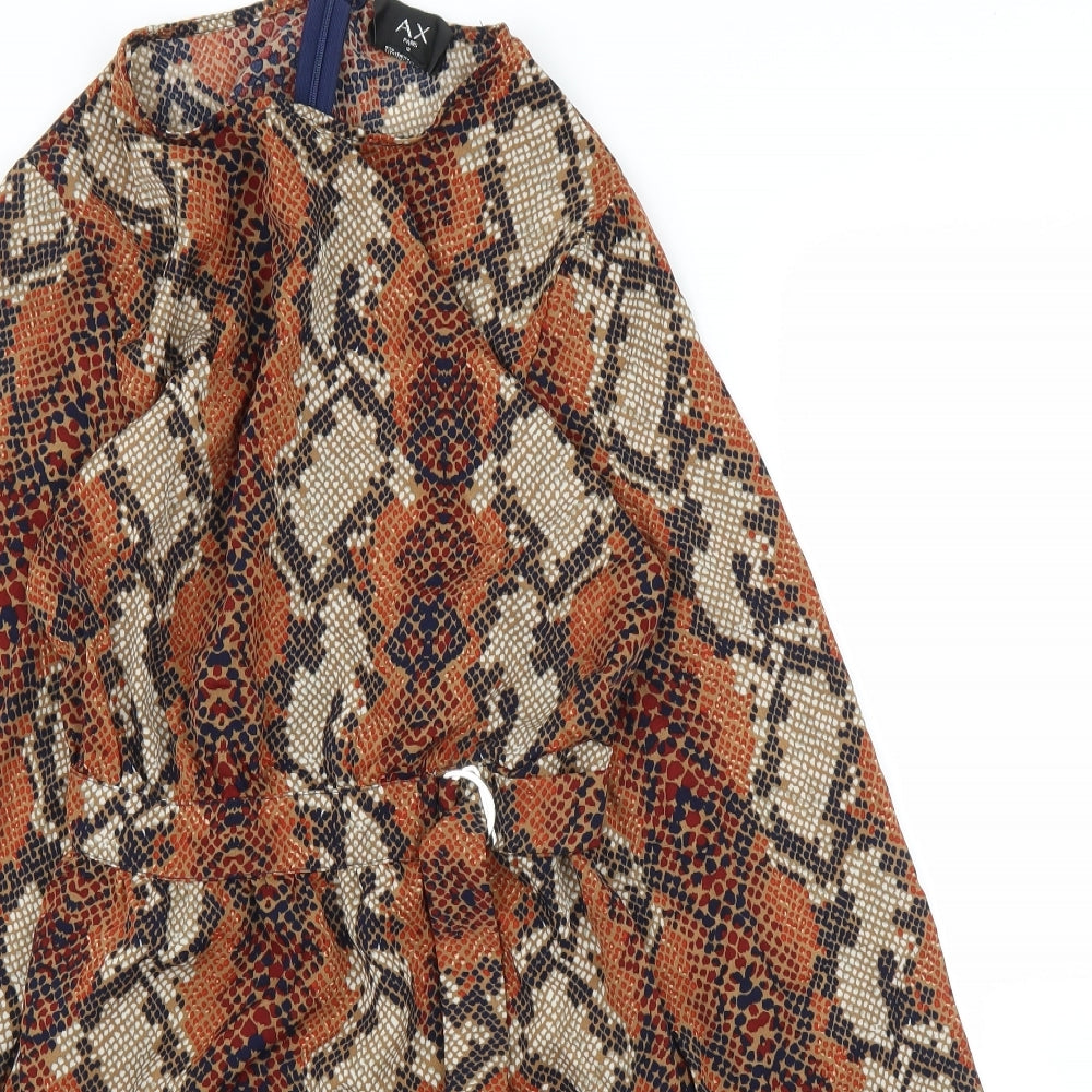 AX Paris Womens Brown Animal Print  A-Line  Size 8  - Snake print