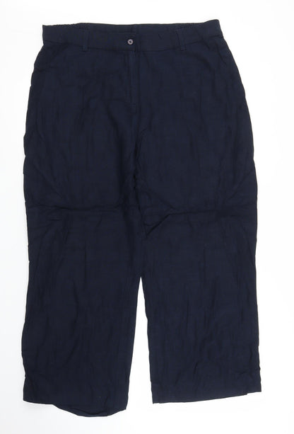 Womens UK Size 18 Casual Comfort Regular Fit Capri Blue Trousers