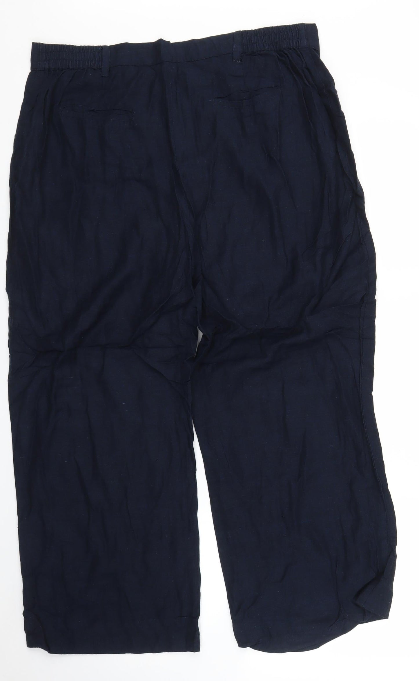 Womens UK Size 18 Casual Comfort Regular Fit Capri Blue Trousers