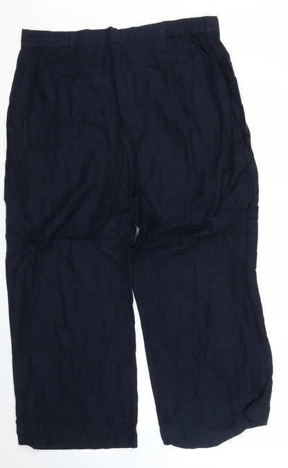Womens UK Size 18 Casual Comfort Regular Fit Capri Blue Trousers