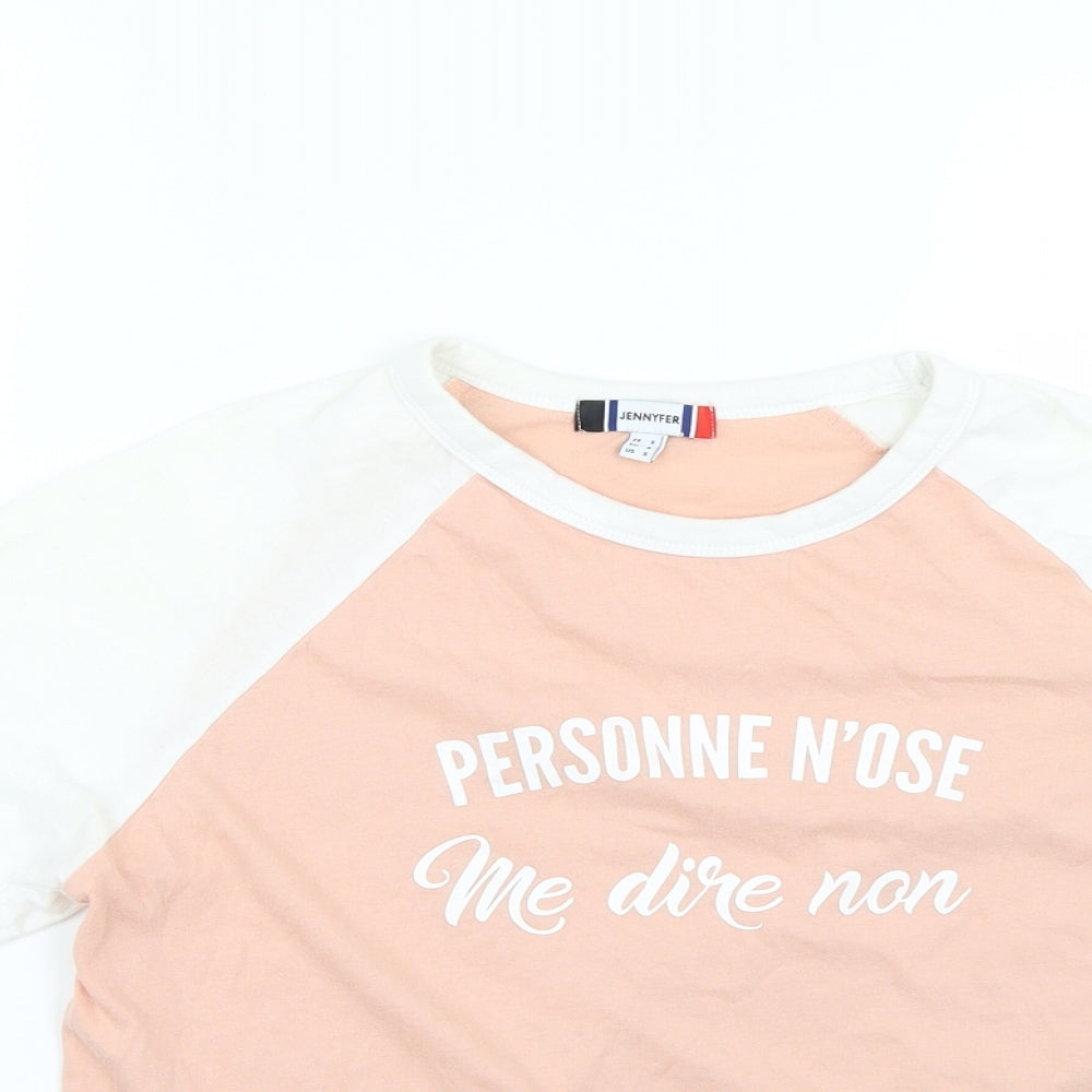 Womens UK Size S Jennyfer Pink Basic T-Shirt