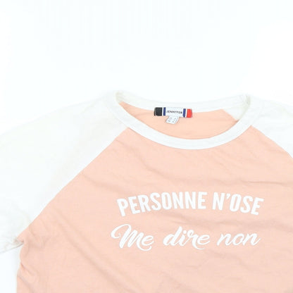 Womens UK Size S Jennyfer Pink Basic T-Shirt