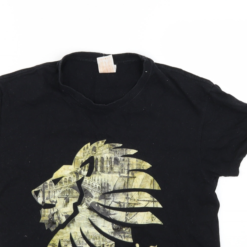 JHK Mens Black Geometric   T-Shirt Size S