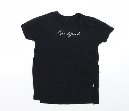 Primark Girls Black Geometric  Basic T-Shirt Size 10-11 Years