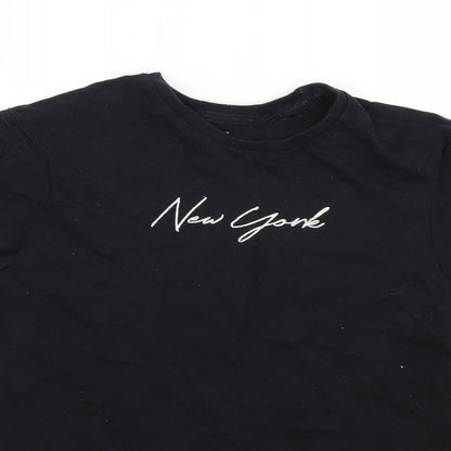 Primark Girls Black Geometric  Basic T-Shirt Size 10-11 Years