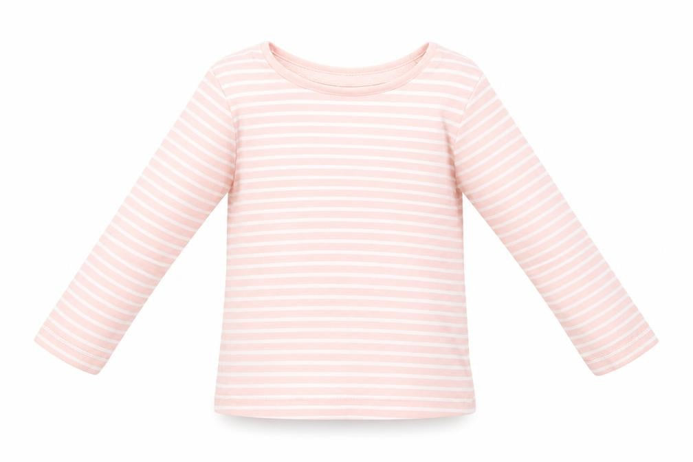 Front view of F&F Baby Pink Striped Basic T-Shirt, size 12-18, Months