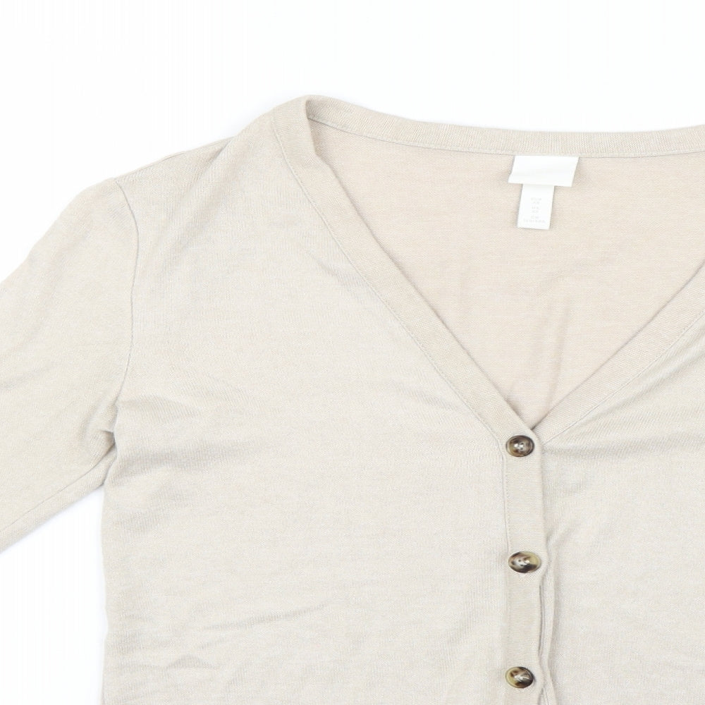 Womens UK Size XS H&M Beige Cardigan Jumper