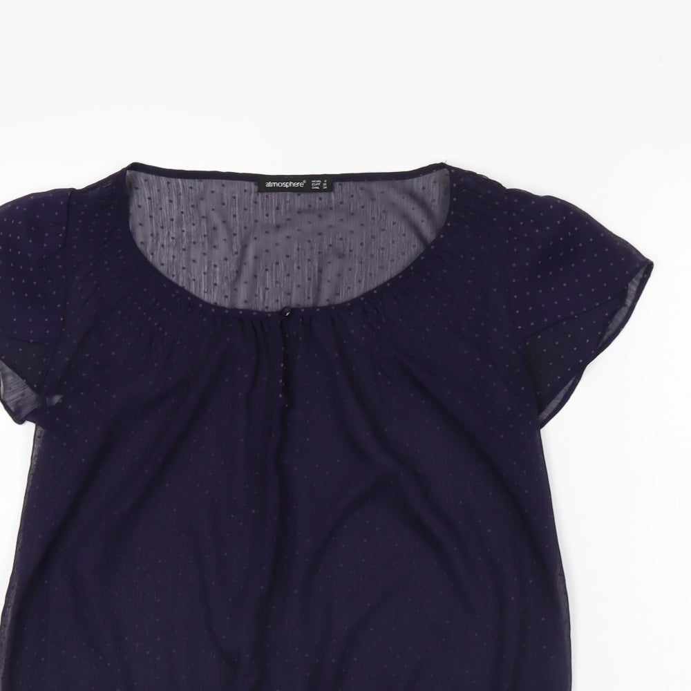 Womens UK Size 8 Atmosphere Blue Basic Blouse