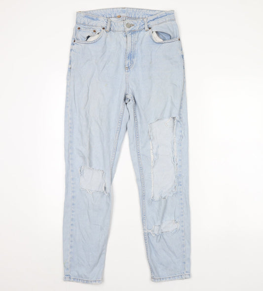 Topshop Womens Blue  Denim Straight Jeans Size 28 L30 in