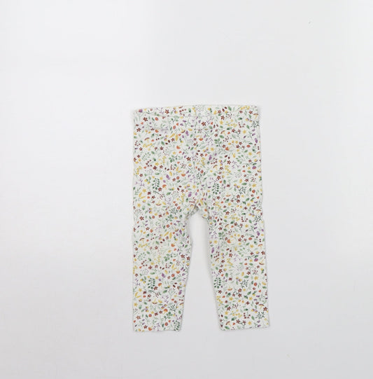 TU Girls White Spotted  Capri Leggings Size 9 Months  - Garden Print