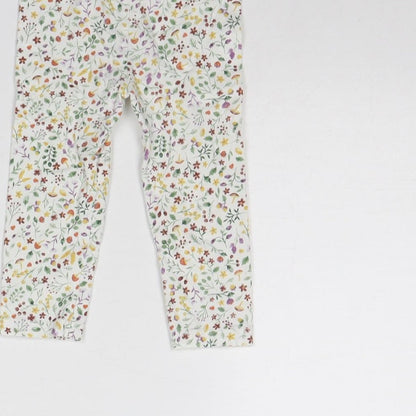 TU Girls White Spotted  Capri Leggings Size 9 Months  - Garden Print