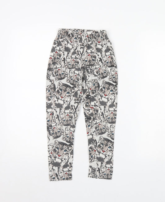 Bpc Girls Grey Animal Print  Capri Trousers Size 8 Years - CUB