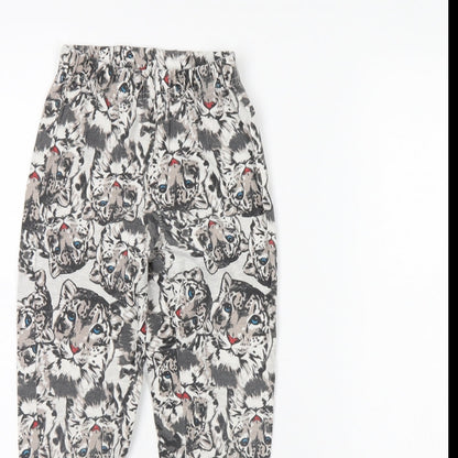 Bpc Girls Grey Animal Print  Capri Trousers Size 8 Years - CUB