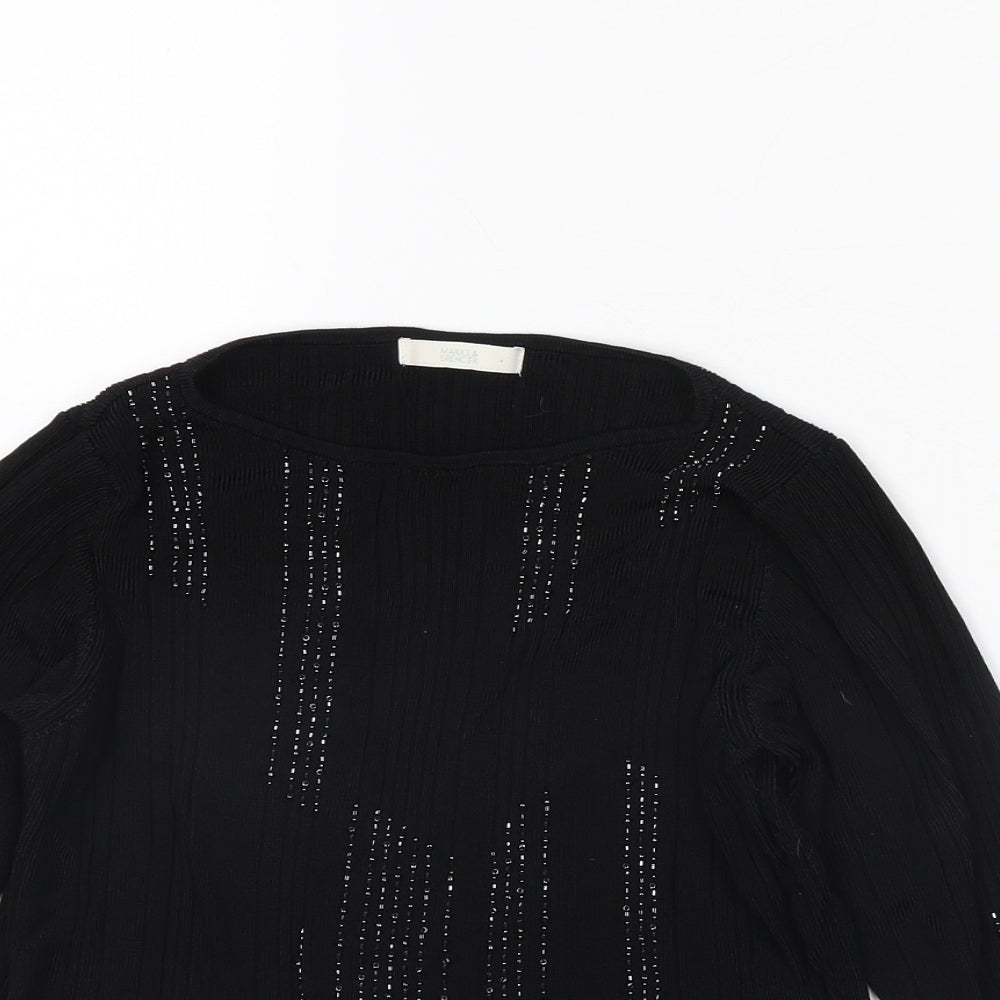 Womens UK Size 14 m&s Black Basic Blouse