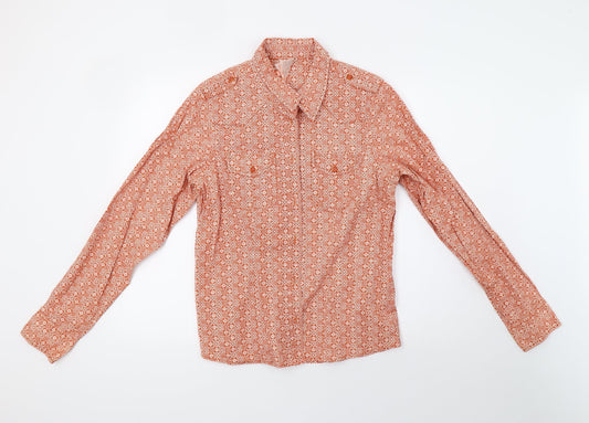 nts Mens Orange Geometric   Polo Size 14