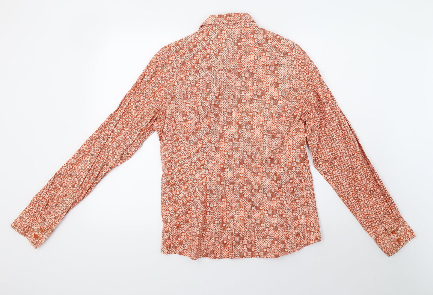 nts Mens Orange Geometric   Polo Size 14