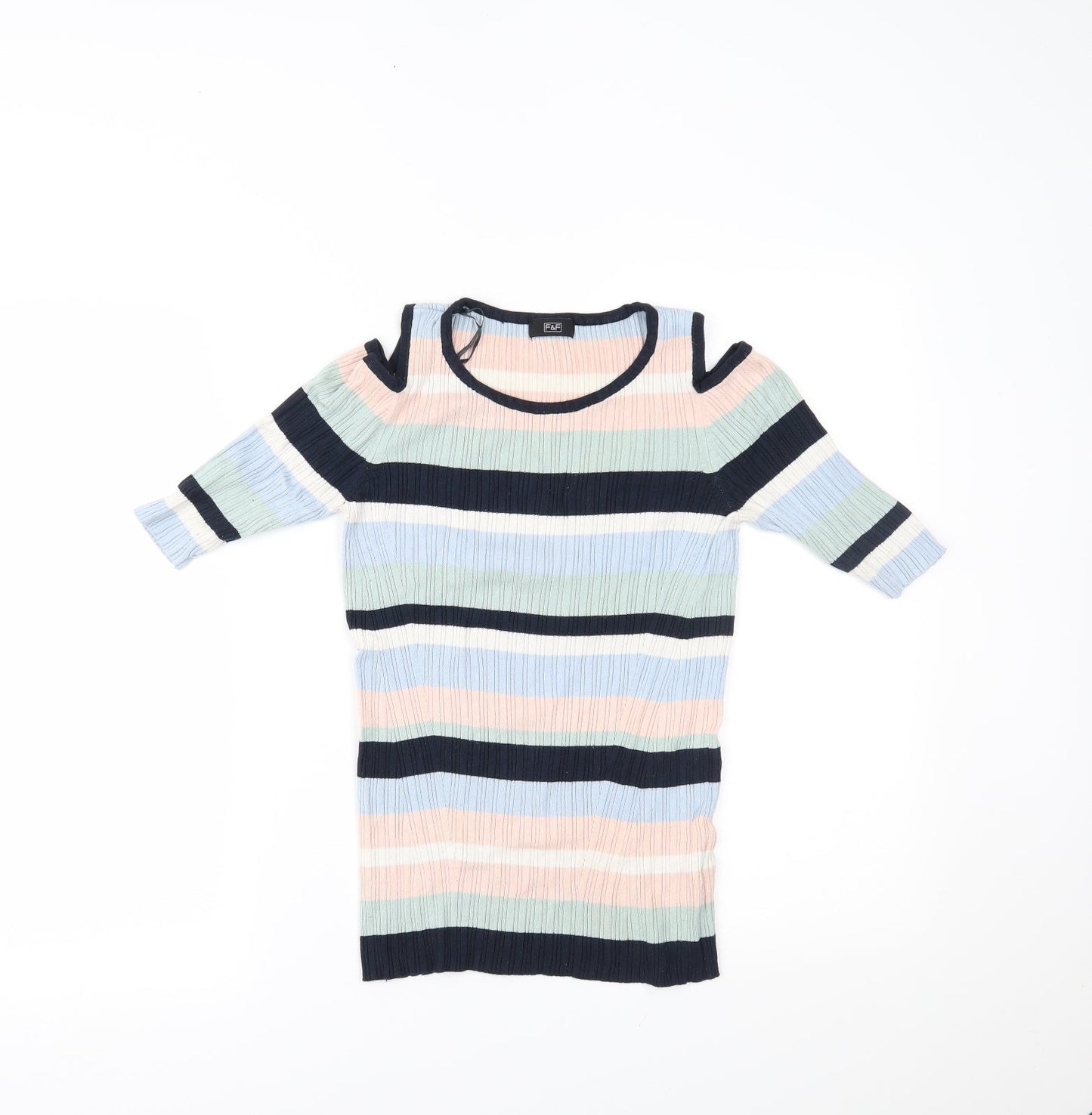 F&F Womens Multicoloured Striped  Basic Blouse Size 10