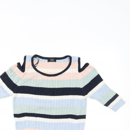 F&F Womens Multicoloured Striped  Basic Blouse Size 10