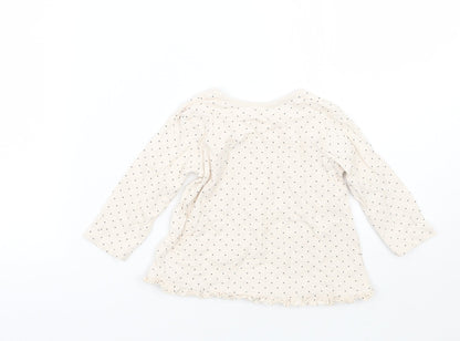 George Girls Ivory Polka Dot  Basic T-Shirt Size 9-12 Months