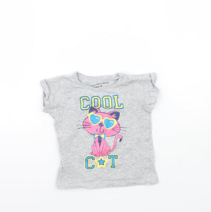 Pep&co Girls Grey   Basic T-Shirt Size 9-12 Months