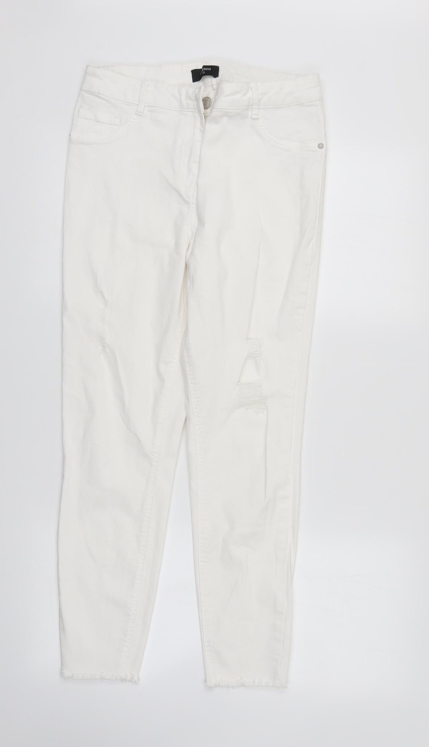 /Denim Womens White  Denim Straight Jeans Size 12 L26 in
