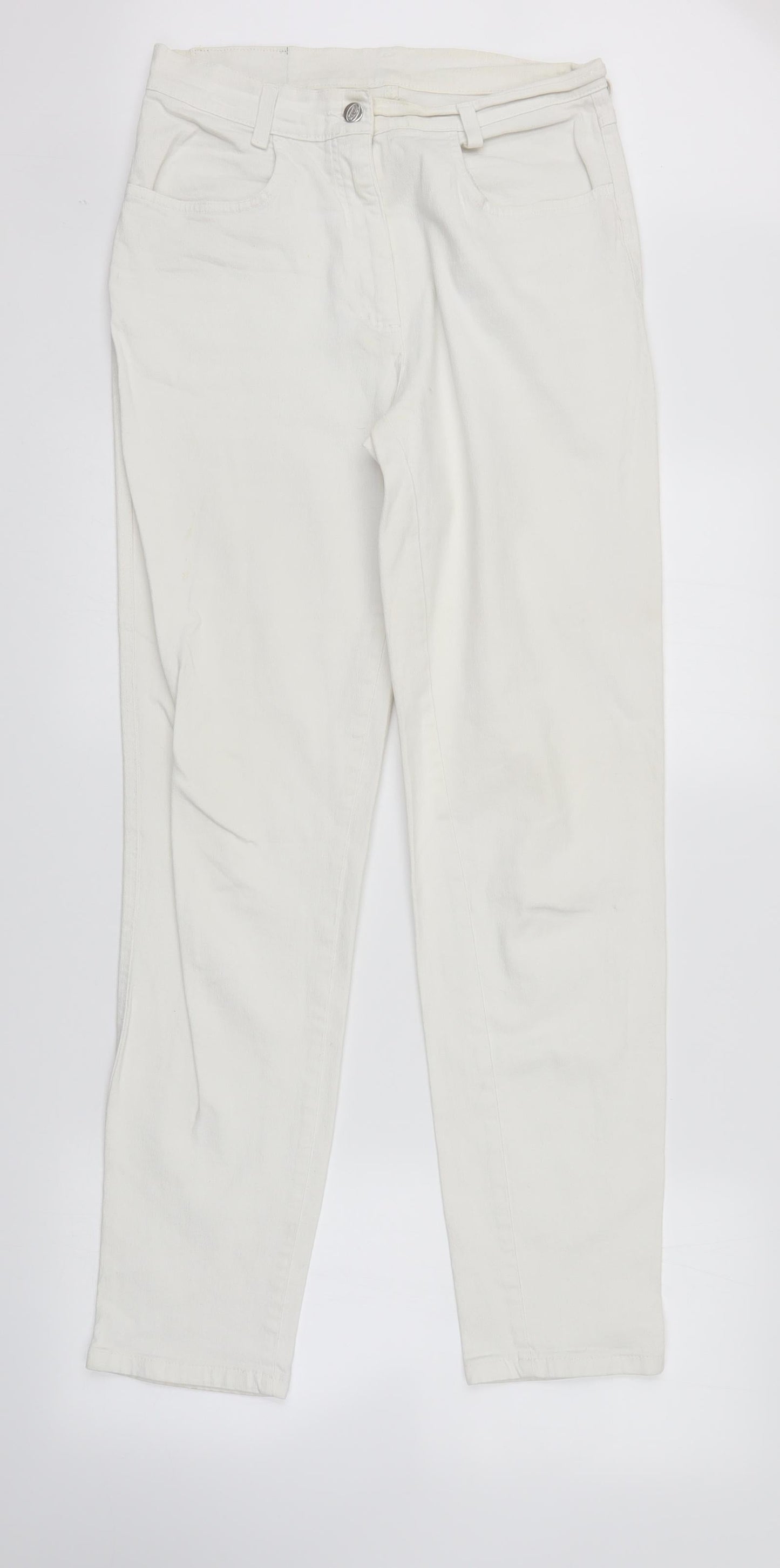 Porto Blue Womens White  Denim Straight Jeans Size 14 L31 in