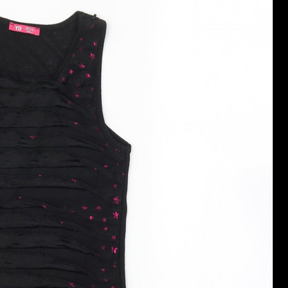 YD Girls Black   Basic Tank Size 10-11 Years