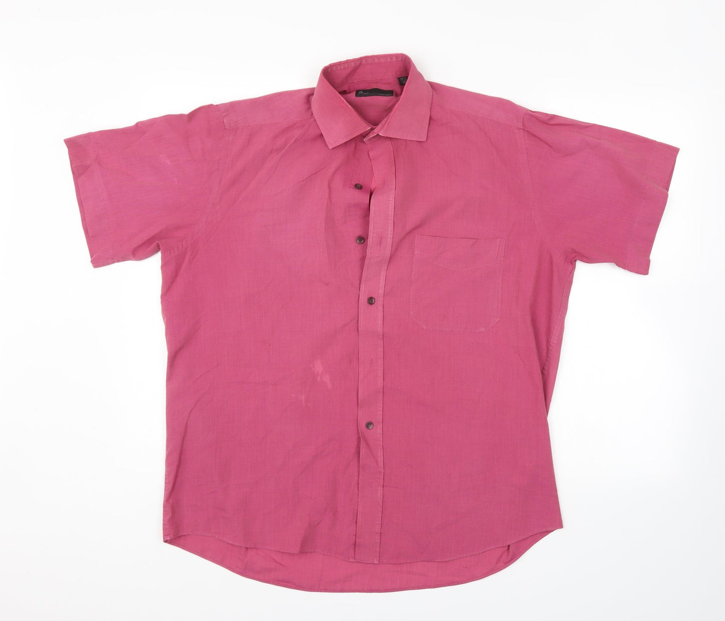 Mens UK Size 15.5 BHS Purple  Button-Up Short Sleeve Casual Shirt