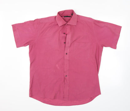 Mens UK Size 15.5 BHS Purple  Button-Up Short Sleeve Casual Shirt