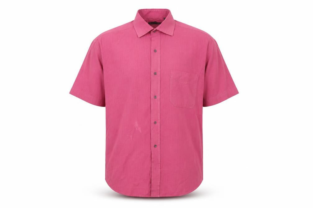 Mens UK Size 15.5 BHS Purple  Button-Up Short Sleeve Casual Shirt