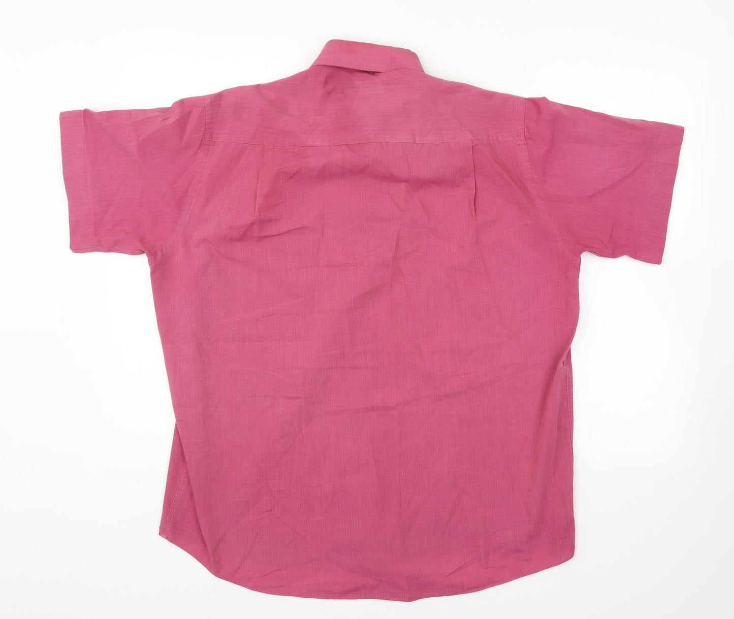 Mens UK Size 15.5 BHS Purple  Button-Up Short Sleeve Casual Shirt