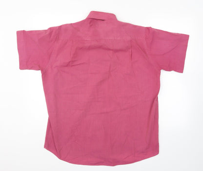 Mens UK Size 15.5 BHS Purple  Button-Up Short Sleeve Casual Shirt