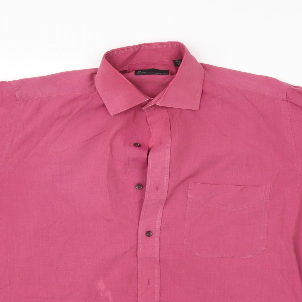 Mens UK Size 15.5 BHS Purple  Button-Up Short Sleeve Casual Shirt