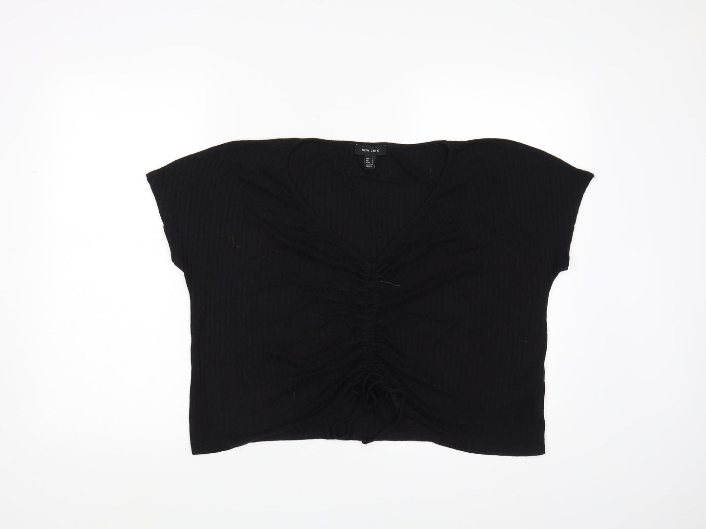 Womens UK Size L New Look Black Cropped Blouse