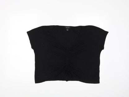 Womens UK Size L New Look Black Cropped Blouse