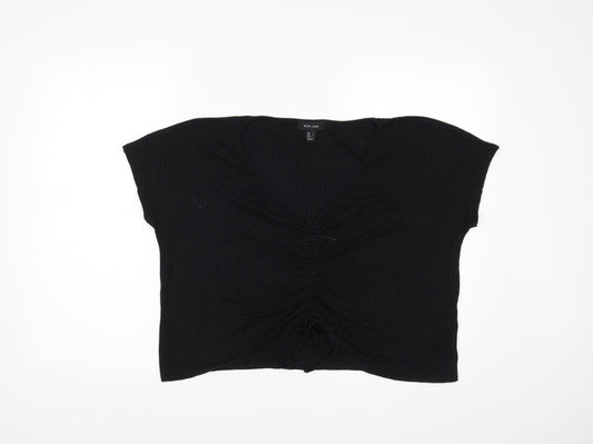 Womens UK Size L New Look Black Cropped Blouse