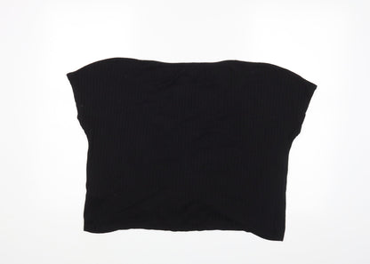 Womens UK Size L New Look Black Cropped Blouse