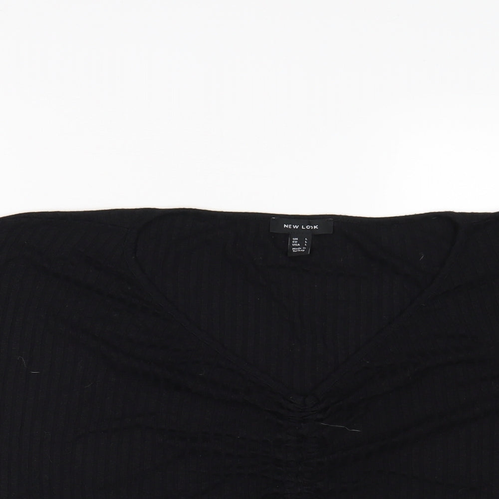Womens UK Size L New Look Black Cropped Blouse