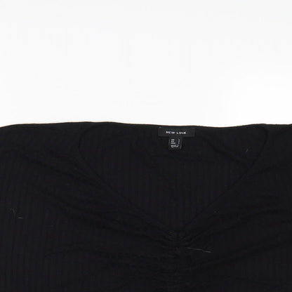 Womens UK Size L New Look Black Cropped Blouse