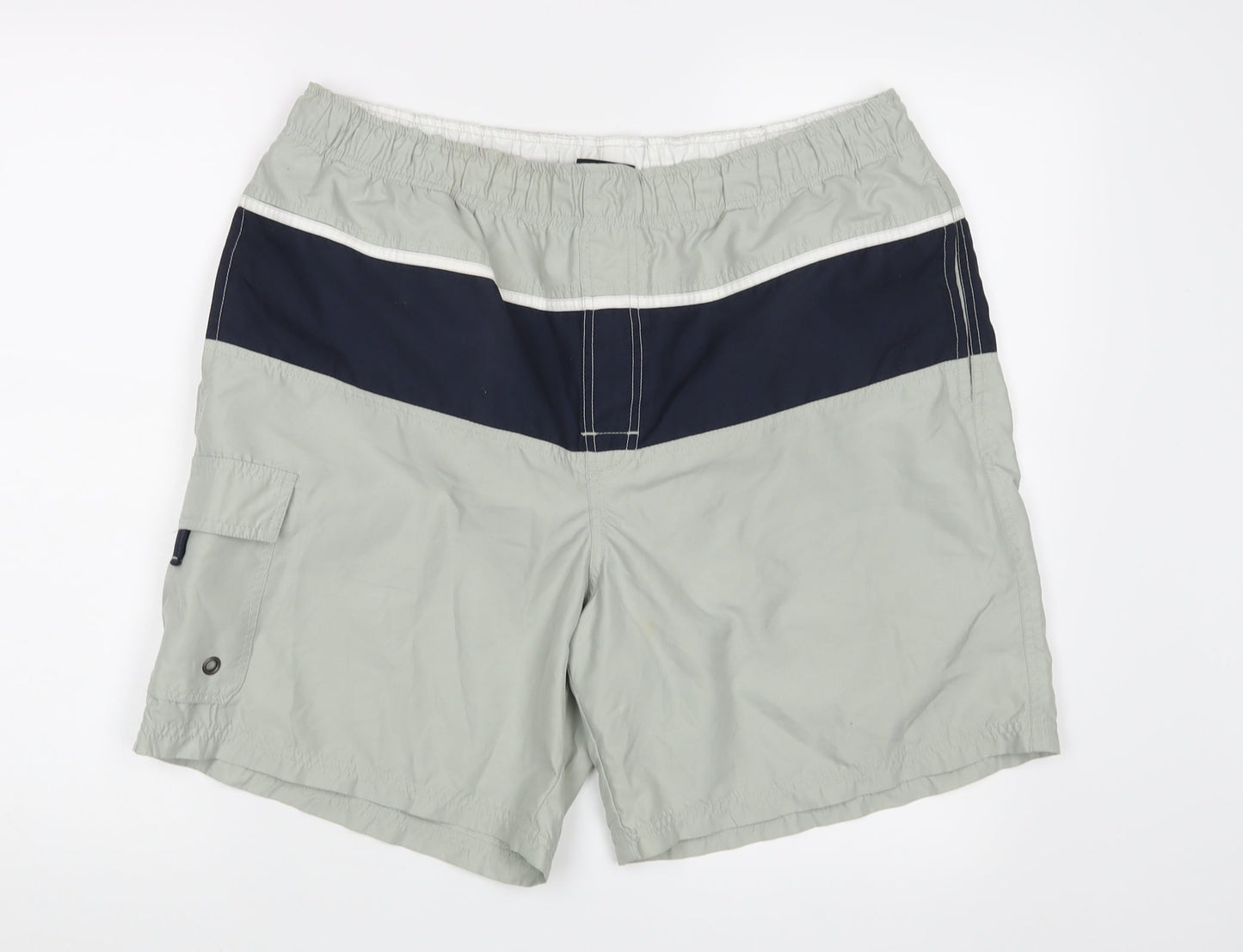 Authentic Mens Green   Cargo Shorts Size L - Elastic Waist Band